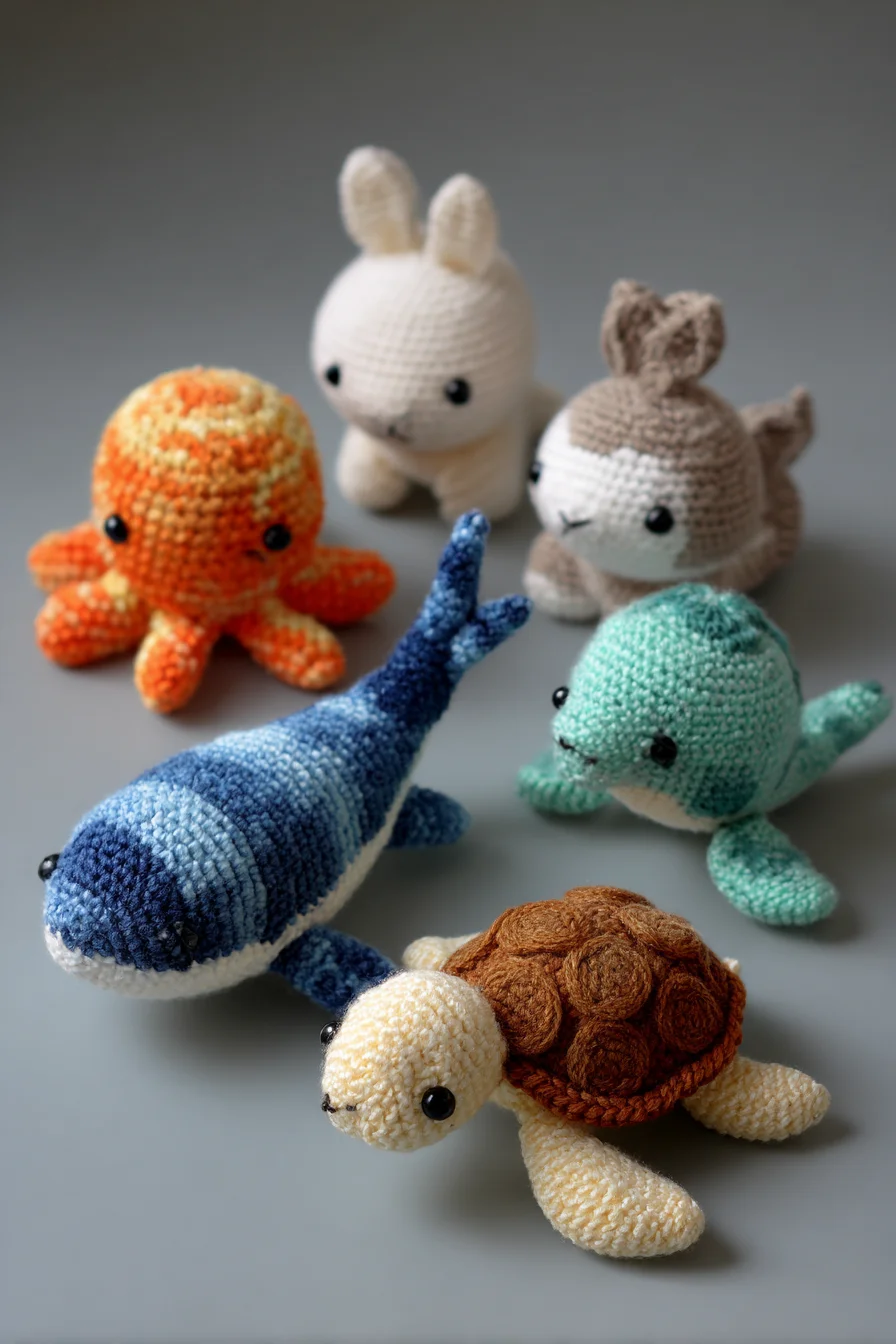 Amigurumi Ocean Friends Crochet Set — Turtle, Whale, Seal & Octopus
