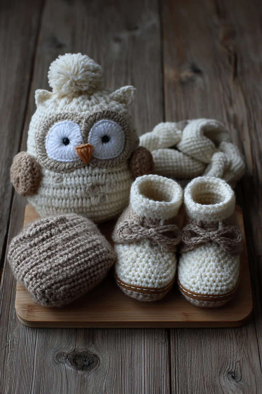 Amigurumi Owl Baby Set — Crochet Pattern for Owl, Booties, Hat & Scarf