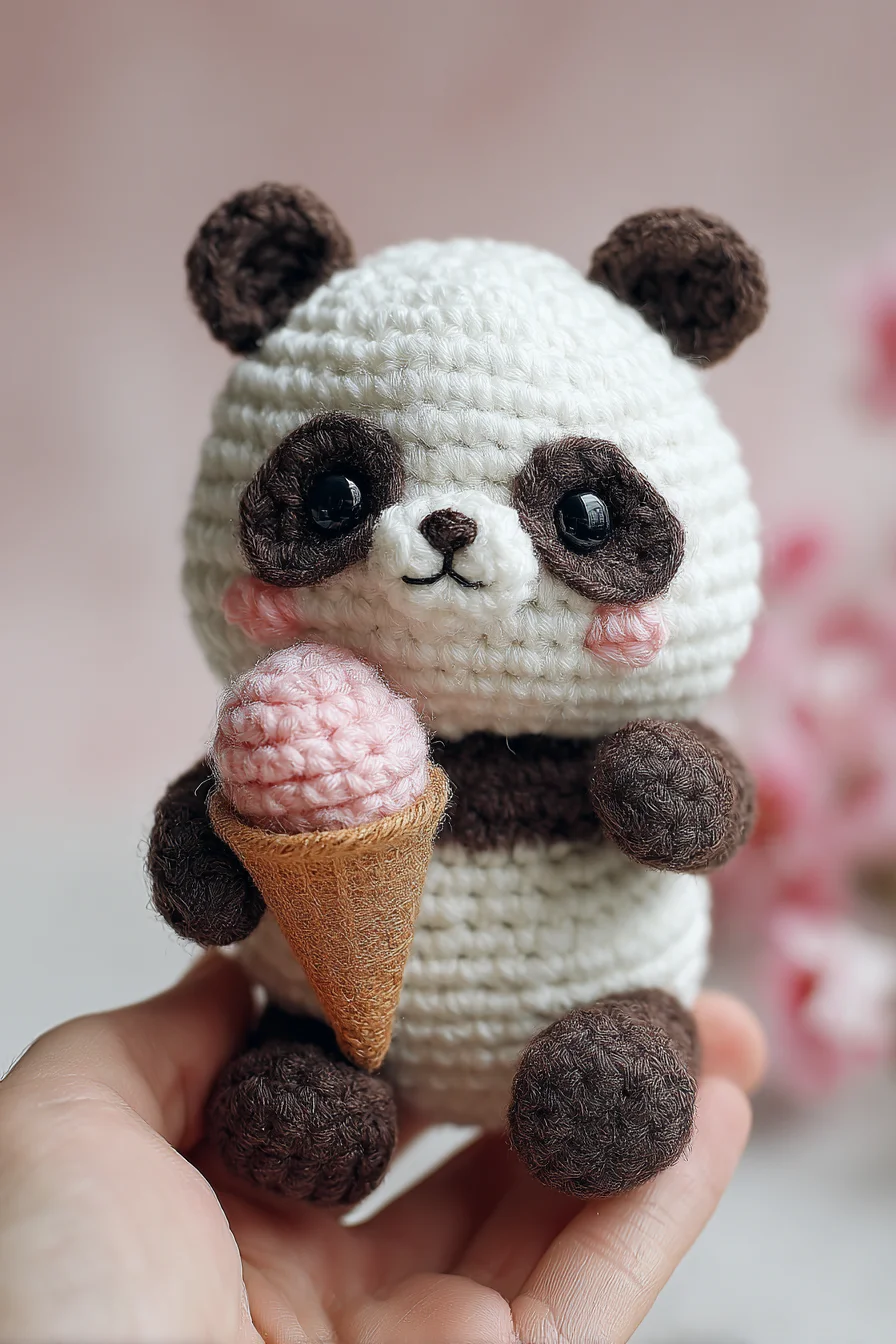 Amigurumi Panda Crochet Pattern – Cute Ice Cream Plush (Beginner-Friendly)