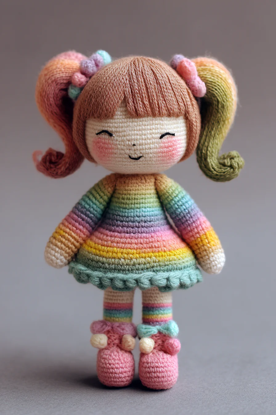 Amigurumi Rainbow Doll — Cute Crochet Striped Doll Pattern