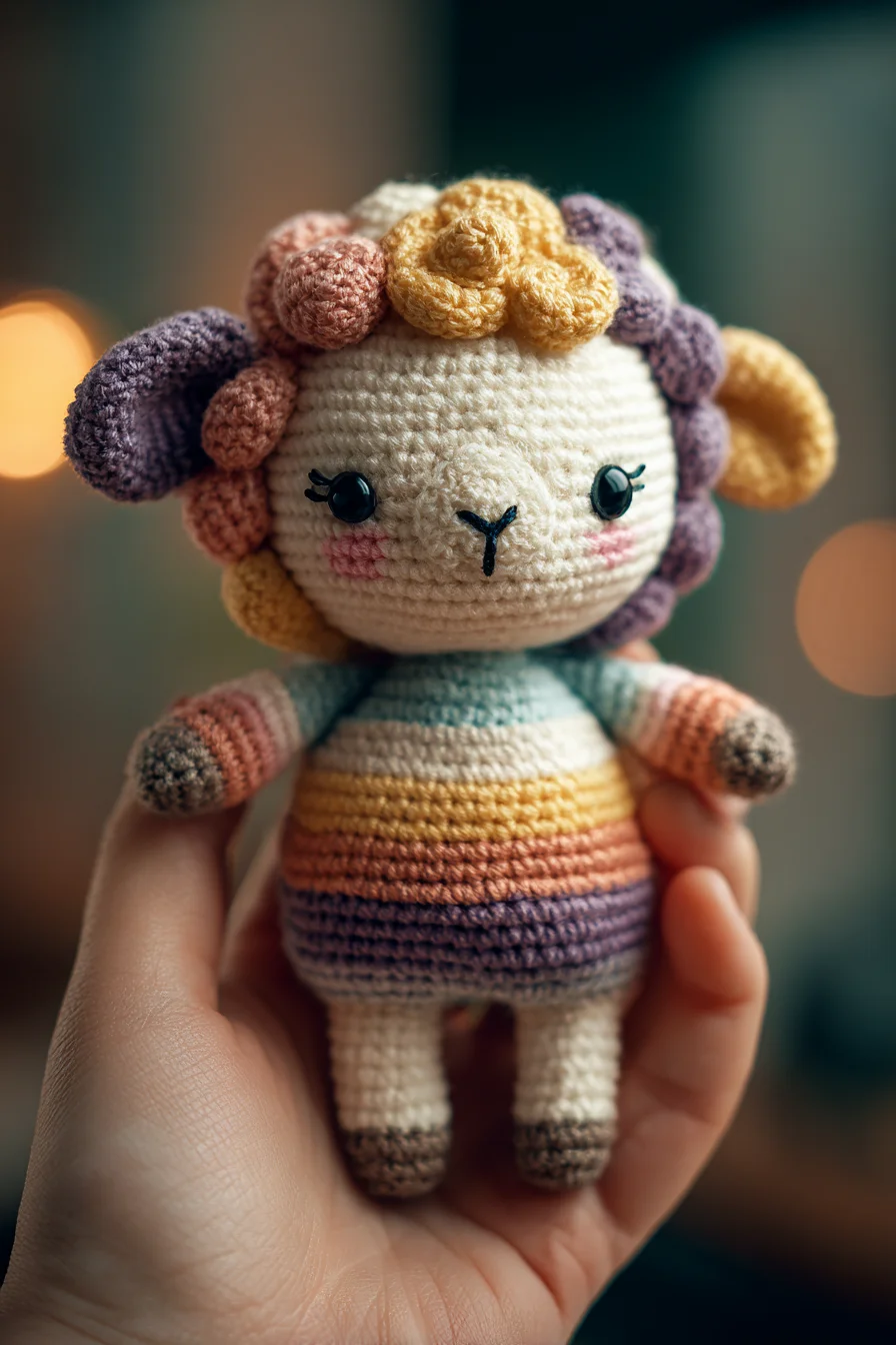 Amigurumi Rainbow Lamb Crochet Pattern — Cute Striped Sheep Doll (Beginner/Intermediate)