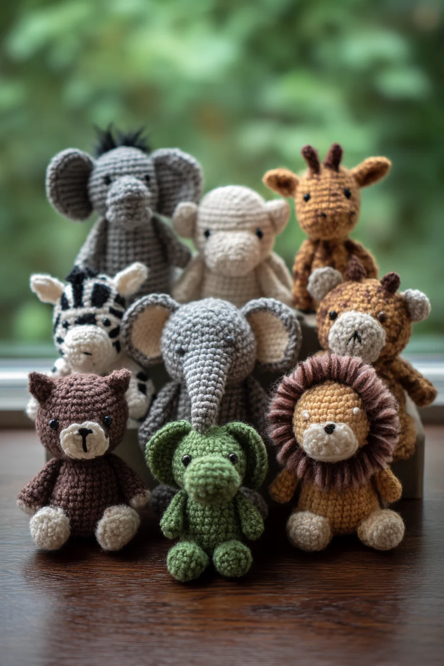 Amigurumi Safari Animal Crochet Pattern — Elephant, Lion, Giraffe & Mini Friends
