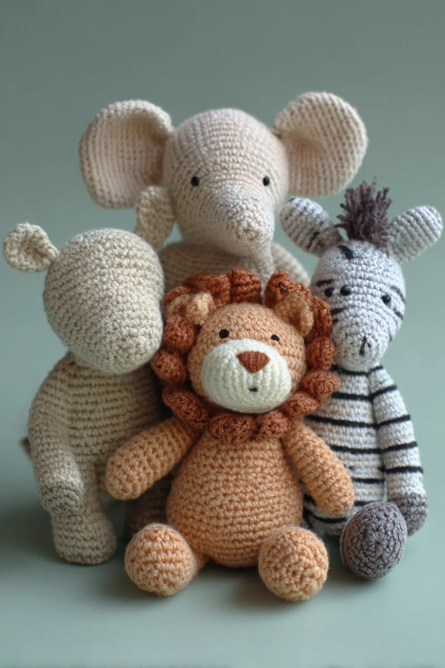 Amigurumi Safari Buddies: Crochet Lion, Elephant, Zebra & Rhino Pattern