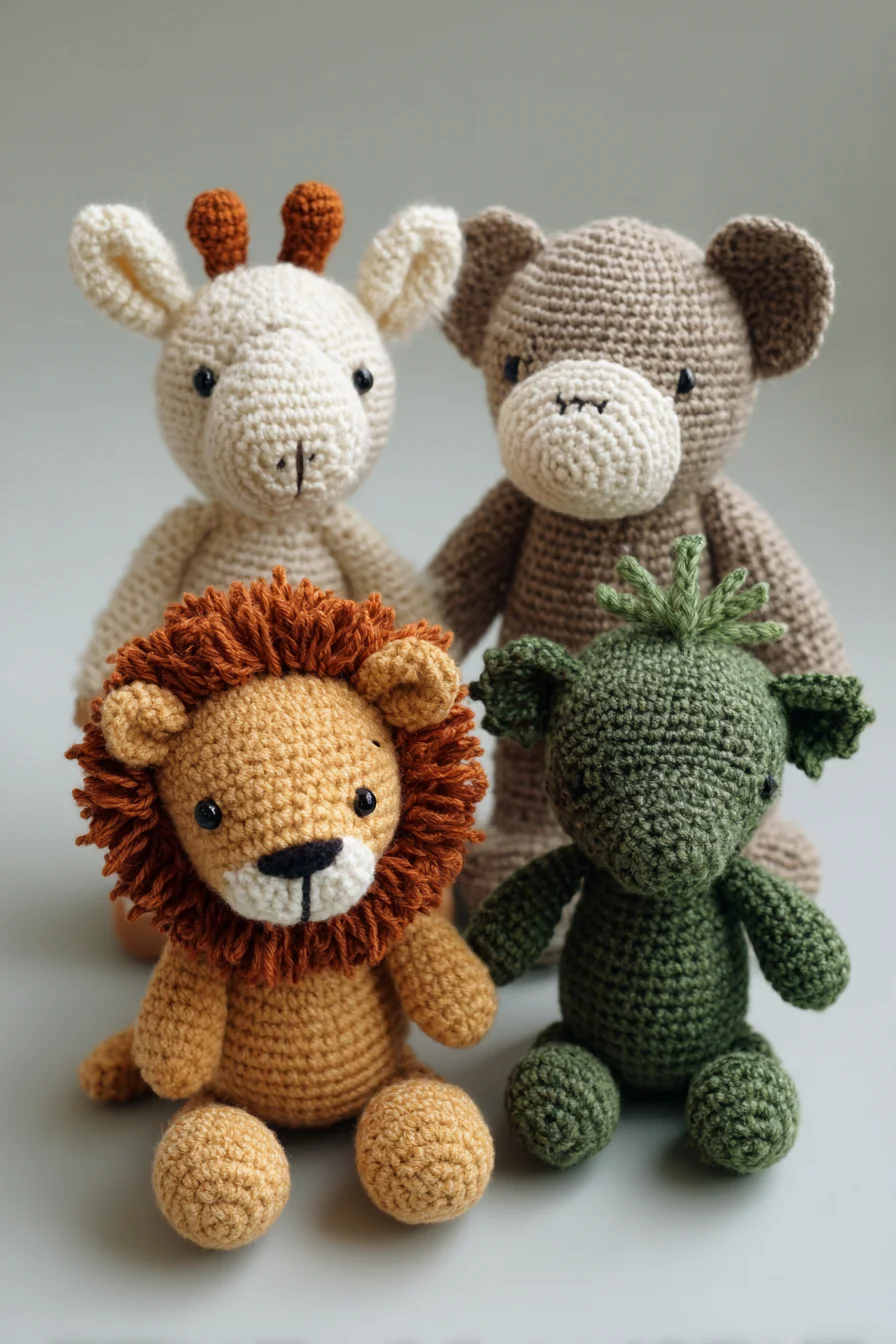 Amigurumi Safari Crochet Friends — Lion, Giraffe, Hippo & Dragon Toy Pattern