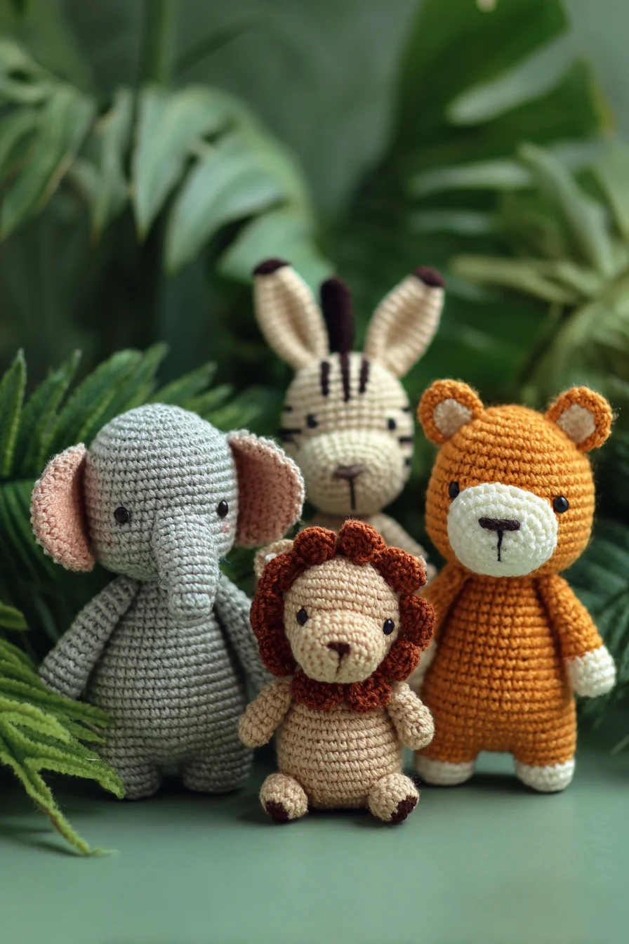 Amigurumi Safari Crochet Set — Lion, Elephant, Zebra & Bear Pattern