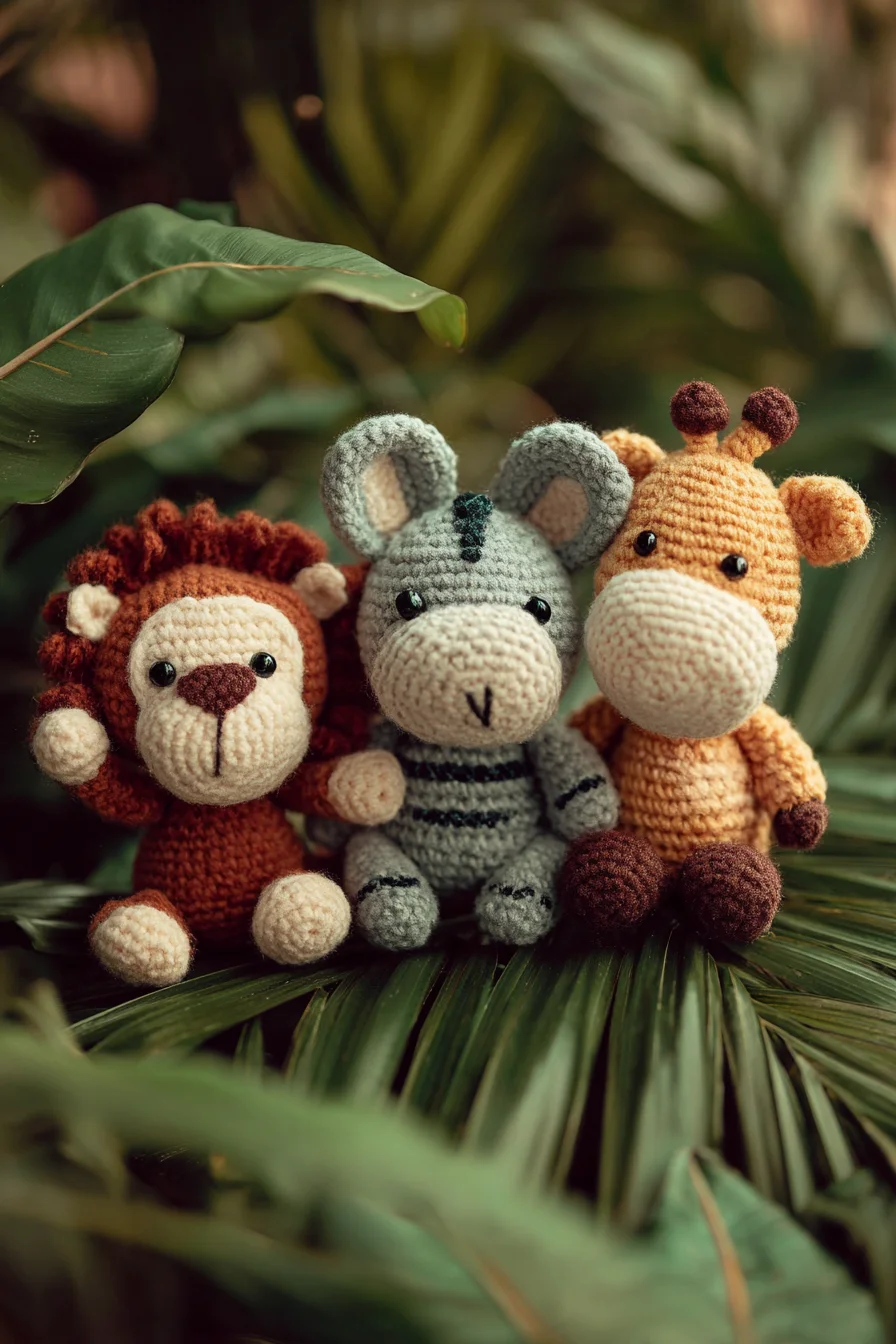 Amigurumi Safari Trio — Crochet Lion, Zebra & Giraffe Toy Patterns
