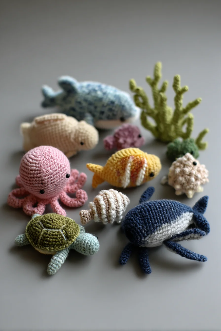 Amigurumi Sea Creatures Crochet Set — Octopus, Whale, Turtle & Shells
