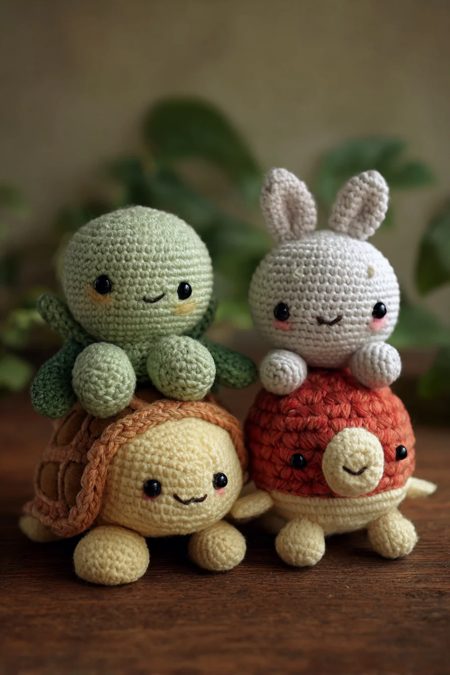 Amigurumi Stackable Animal Friends — Crochet Turtle, Octopus, Bunny & Bird
