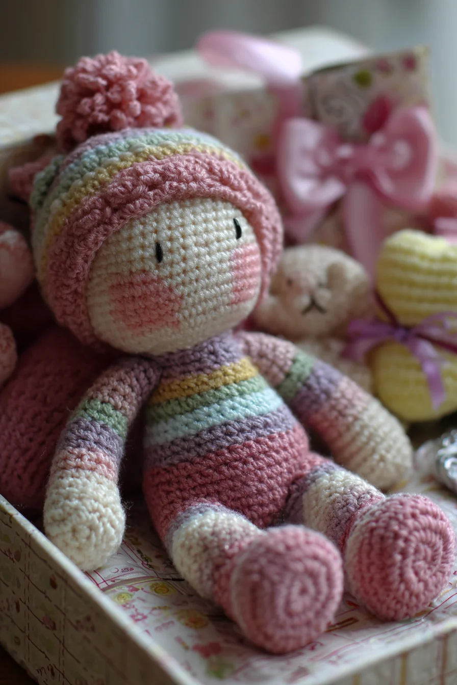 Amigurumi Striped Baby Doll Crochet Pattern — Soft Toy with Pom-Pom Hat