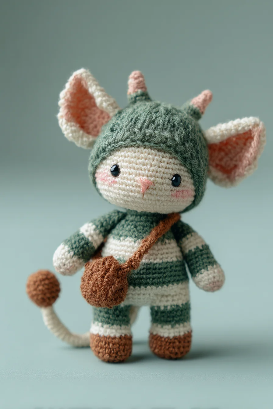Amigurumi Striped Creature Crochet Pattern — Cute Ears, Tail & Bag