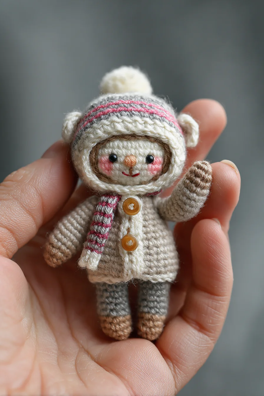 Amigurumi Tiny Winter Bear — Crochet Mini Doll Pattern
