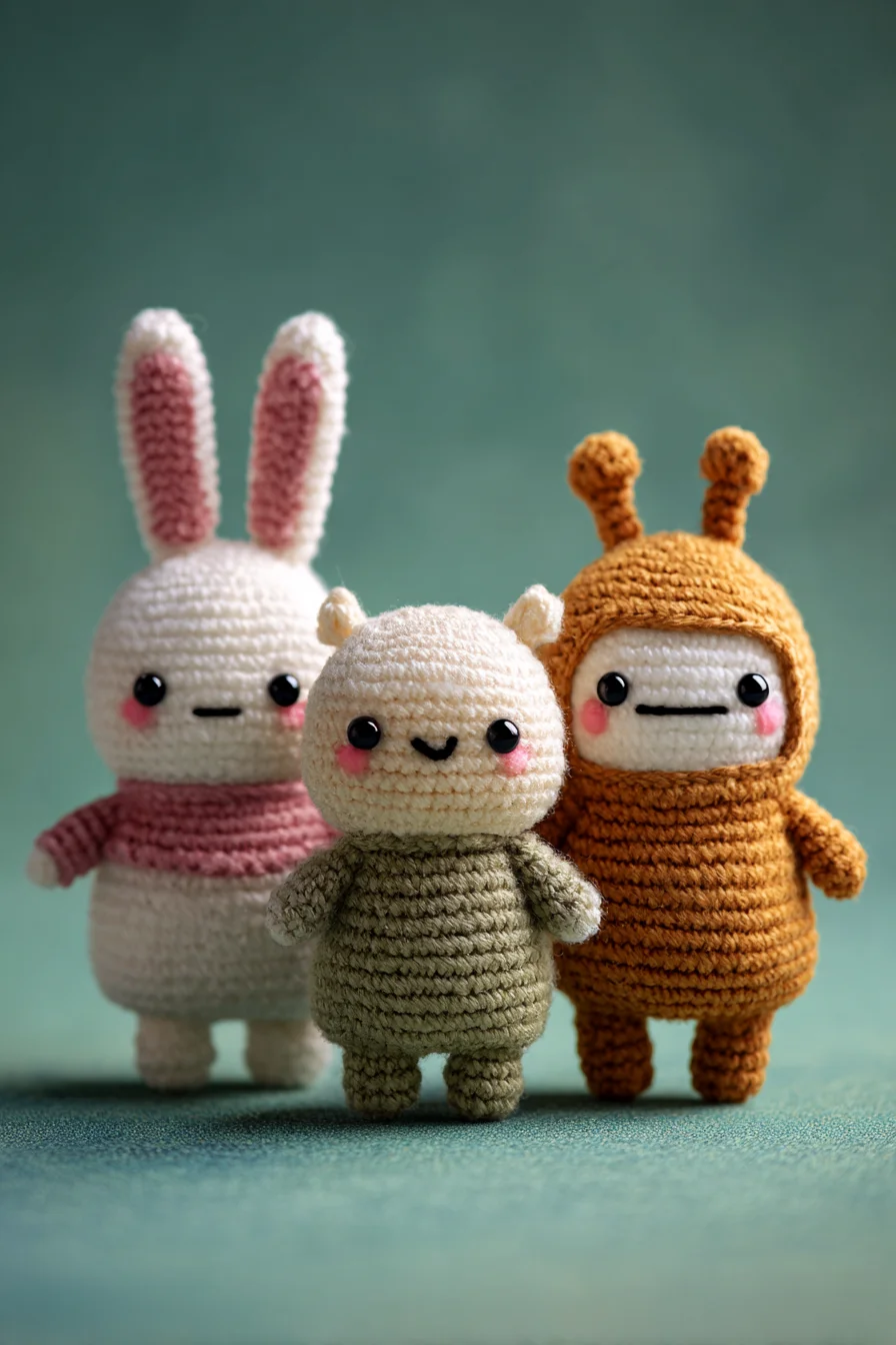 Amigurumi Trio Crochet Pattern — Bunny, Bear & Bug Softies