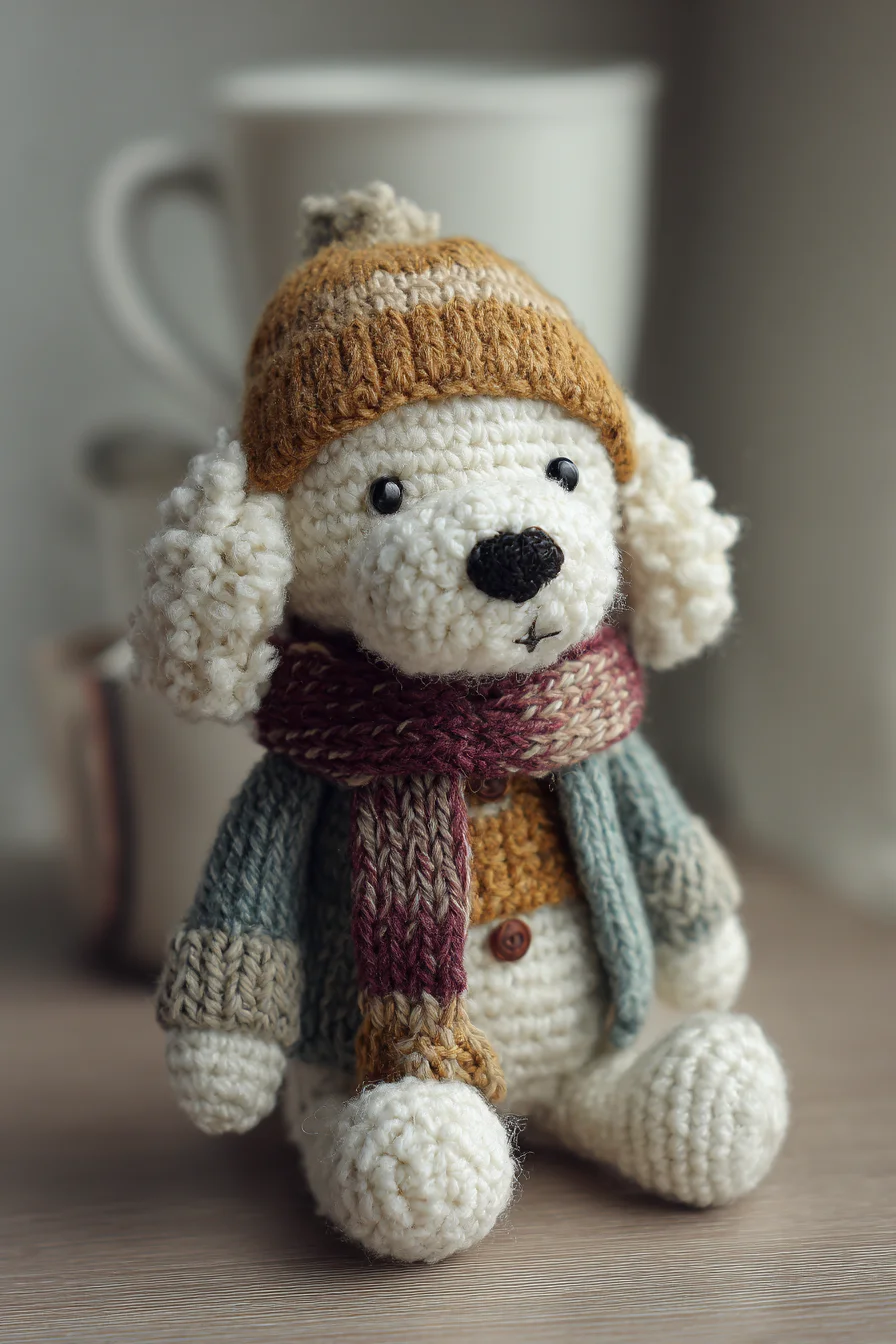 Amigurumi Winter Puppy Crochet Pattern — Cute Dog Toy with Hat & Scarf