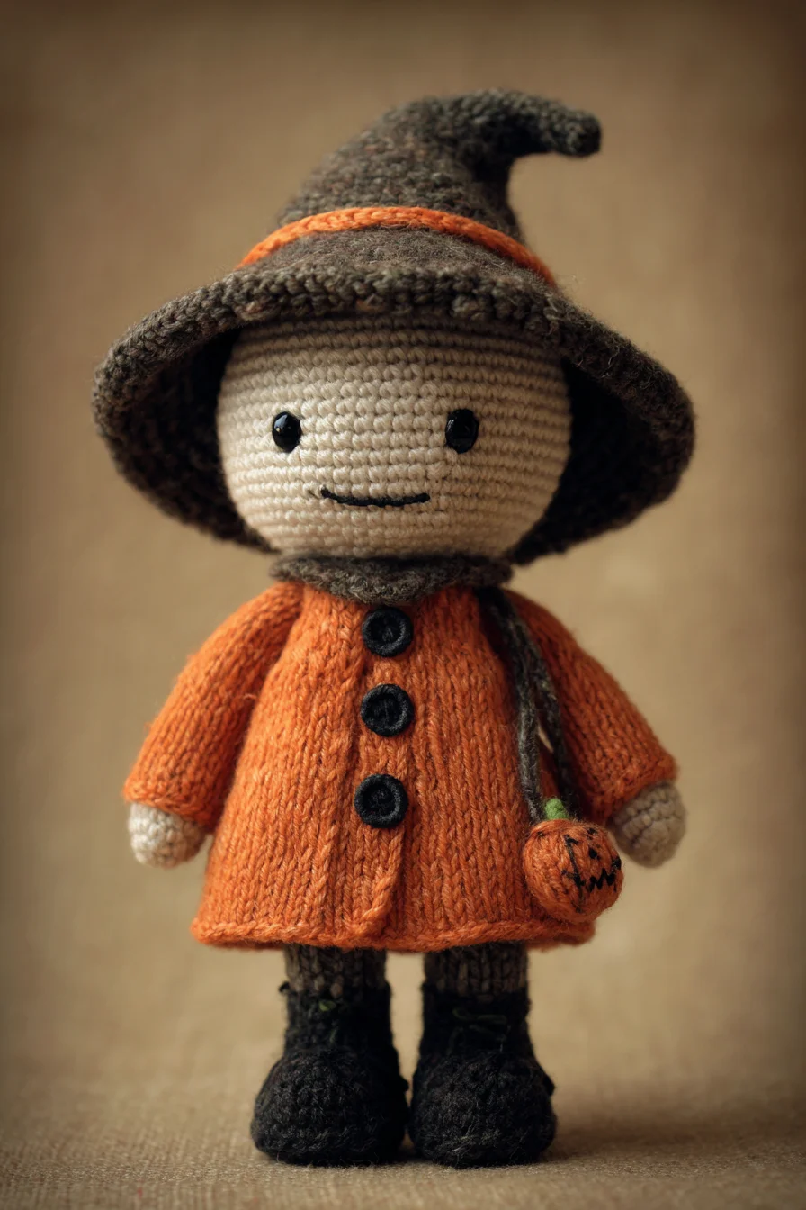 Amigurumi Witch Doll Crochet Pattern — Cute Crochet Witch with Pumpkin Bag