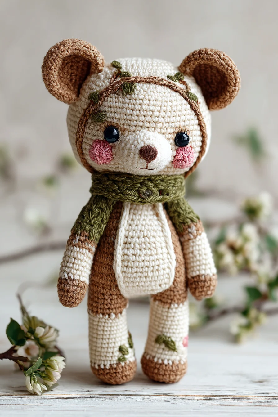 Amigurumi Woodland Bear Crochet Pattern — Scarf & Embroidered Details