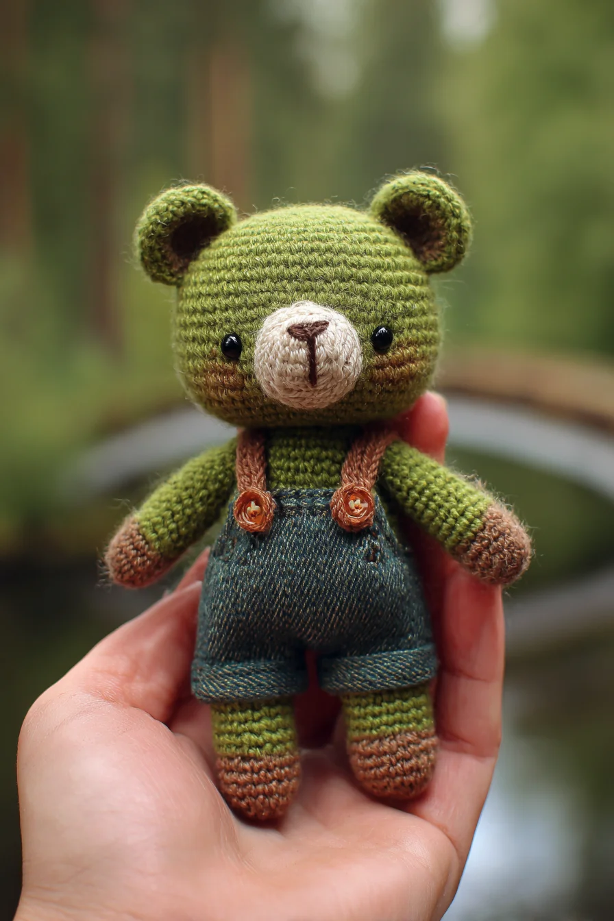Amigurumi Woodland Bear Crochet Pattern — Small Stuffed Toy with Overalls