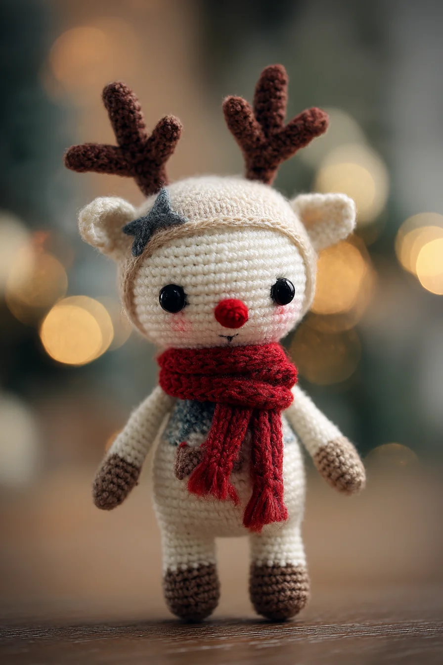 Crochet Amigurumi Reindeer with Antlers and Cozy Scarf