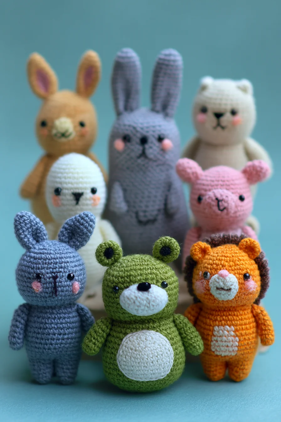 Cute Animal Amigurumi Crochet Pattern — Small Plush Toys (bunny, bear, lion)