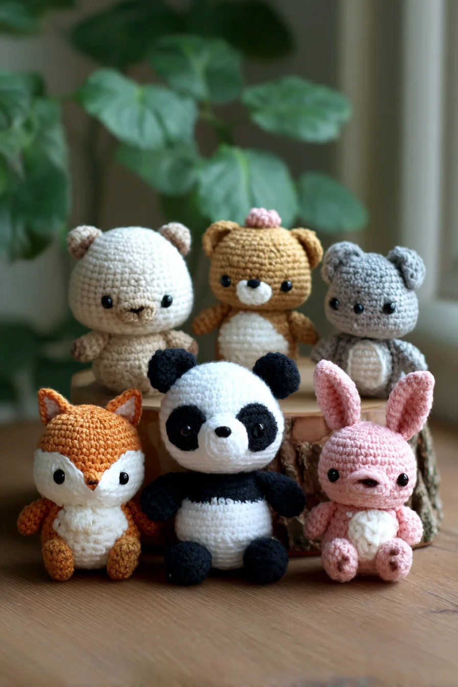 Cute Animal Amigurumi Crochet Pattern — Tiny Bears, Fox, Panda & Bunny
