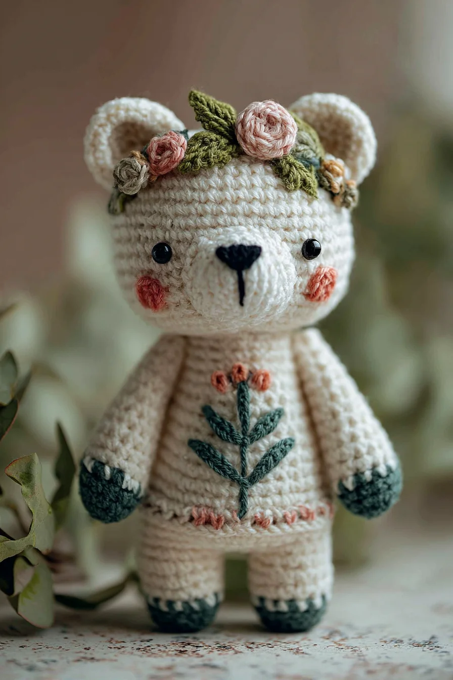Floral Bear Amigurumi Crochet Pattern — Cute Woodland Crochet Toy