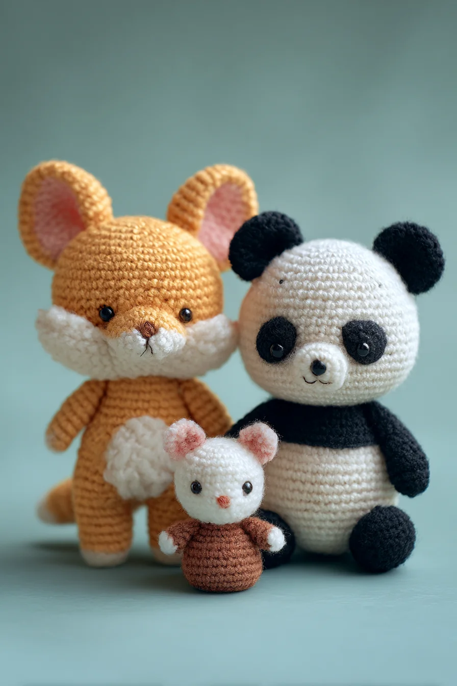 Fox, Panda & Mouse Amigurumi Trio Crochet Pattern