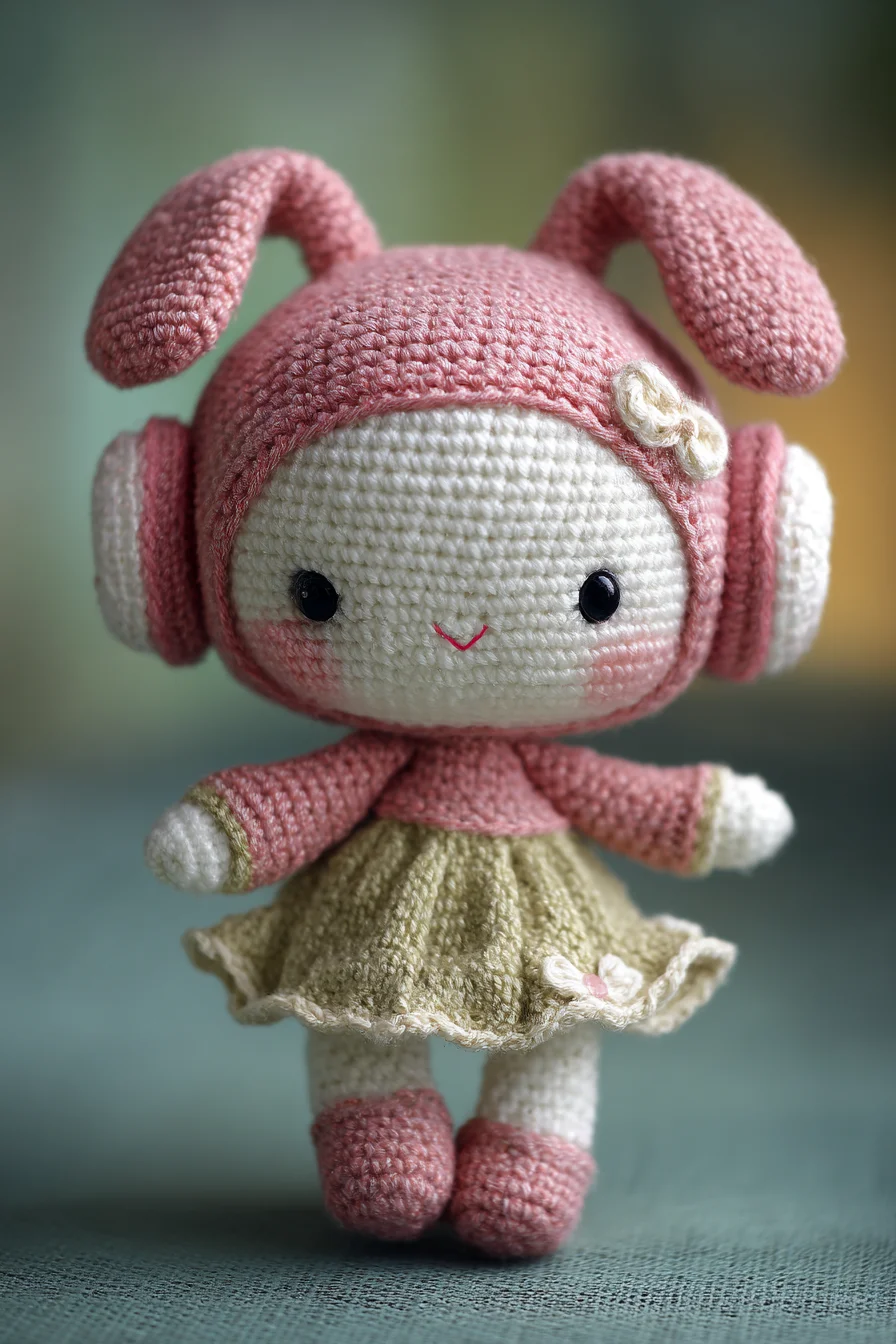 Headphone Bunny Amigurumi Crochet Pattern — Cute Doll with Skirt