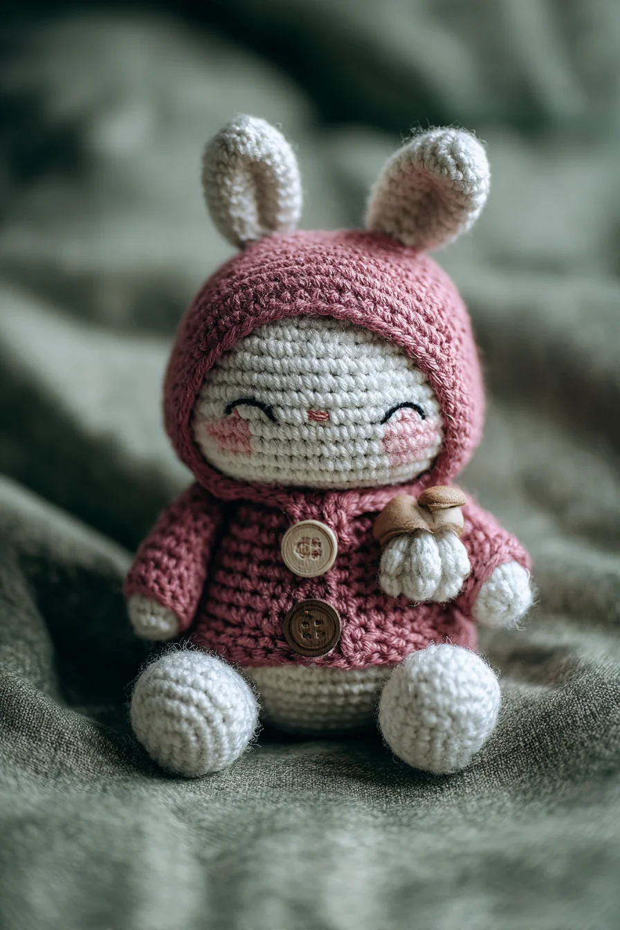 Hooded Bunny Crochet Amigurumi — Buttoned Coat Doll Pattern