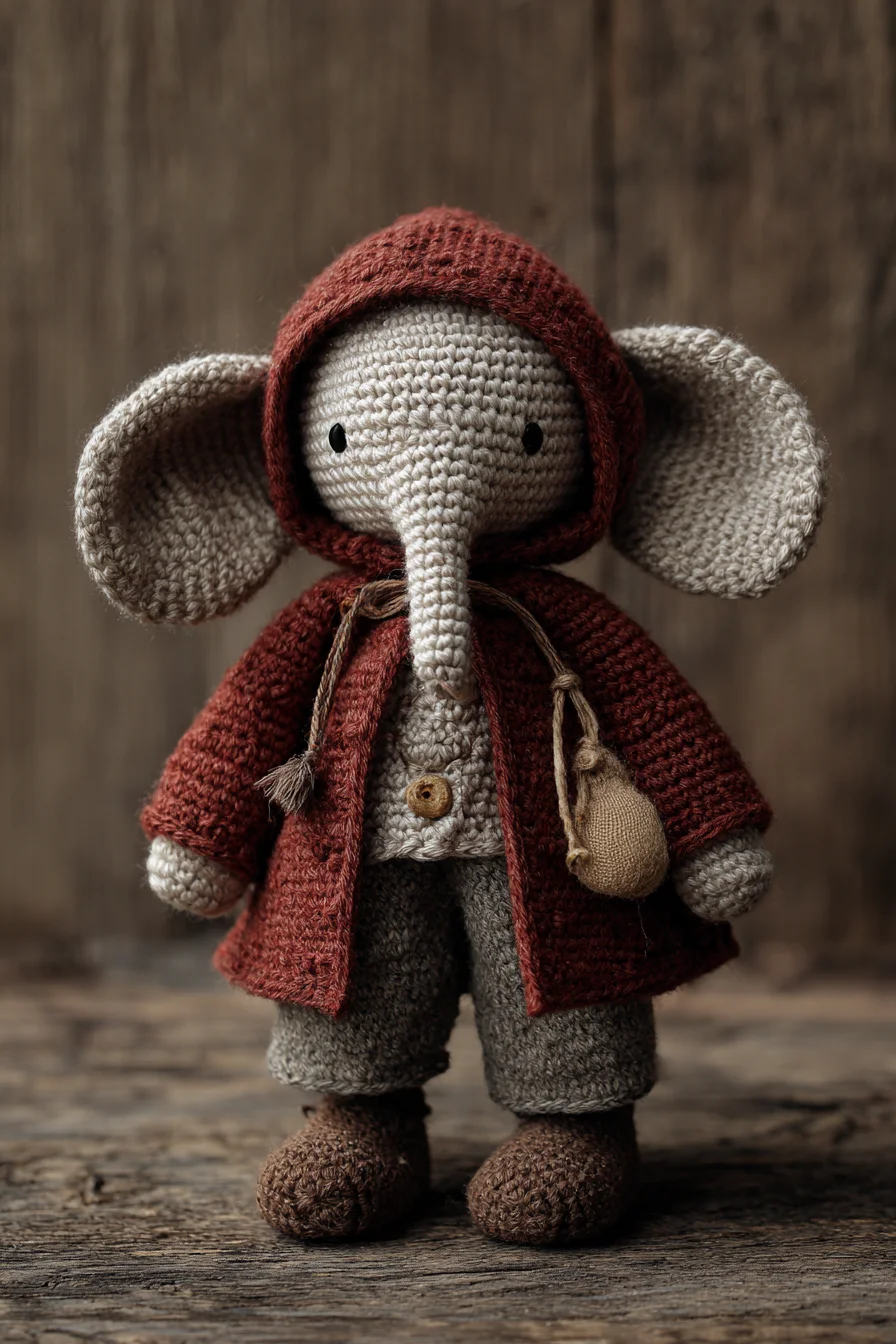 Hooded Elephant Amigurumi Crochet Pattern — Hooded Coat, Trunk & Outfit