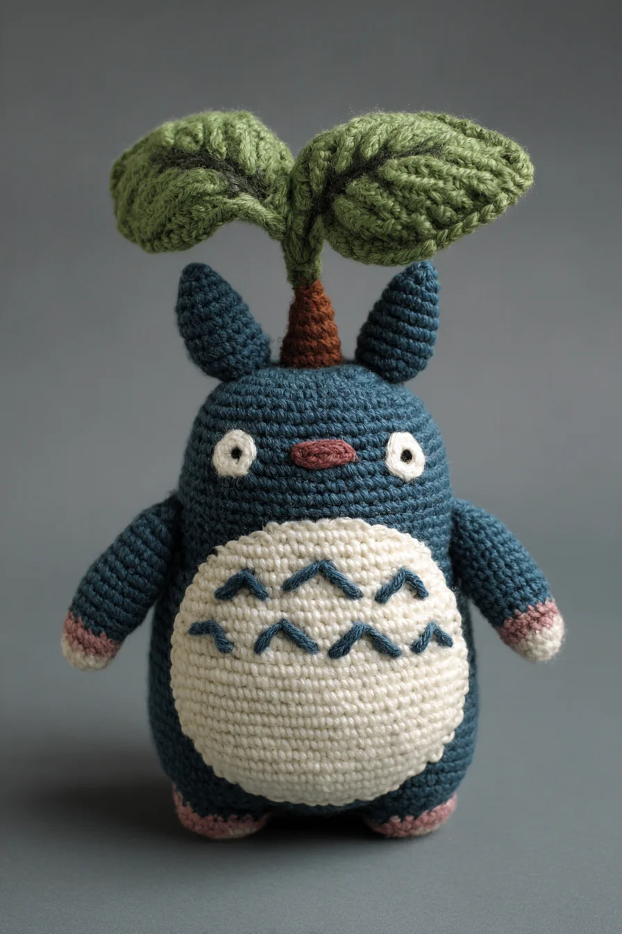 Leaf-Topped Amigurumi Creature — Crochet Toy Pattern (Worsted Yarn)