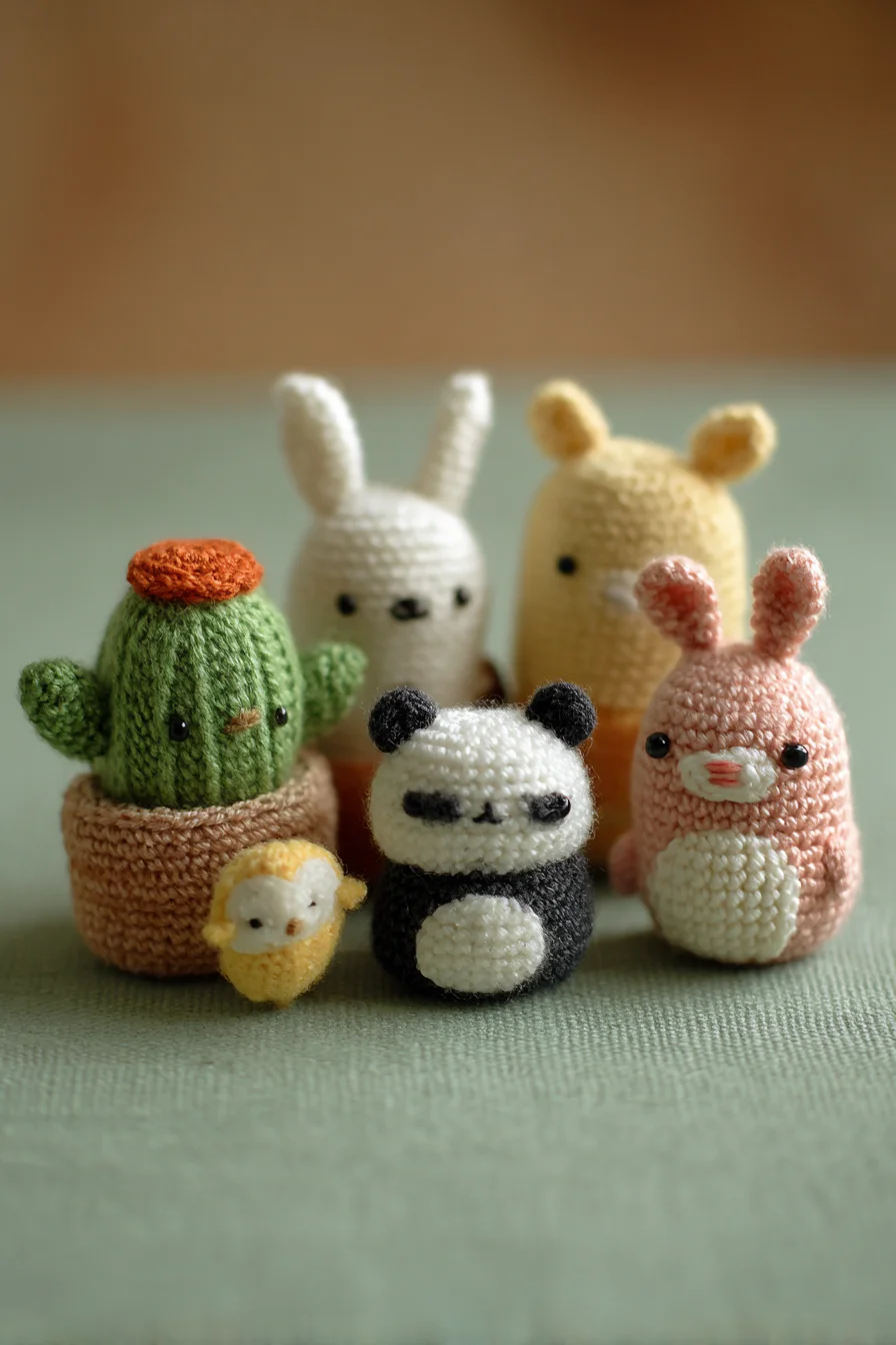 Mini Amigurumi Animal & Cactus Set — Crochet Pattern for Tiny Plushies