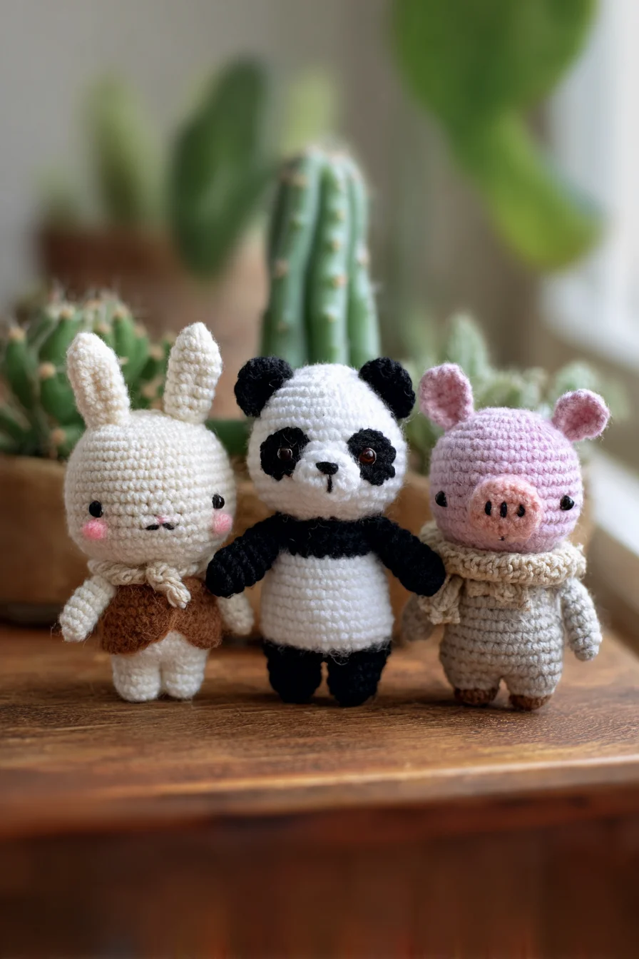 Mini Amigurumi Animal Trio Crochet Pattern — Cute Panda, Bunny & Pig