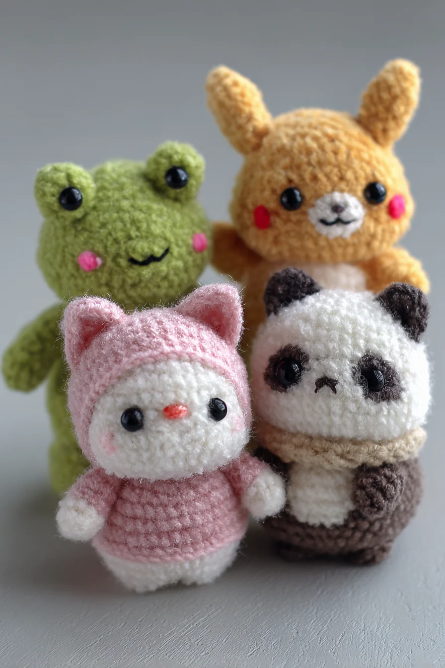 Mini Amigurumi Animals — Cute Crochet Plushies (Frog, Bunny, Panda, Cat)