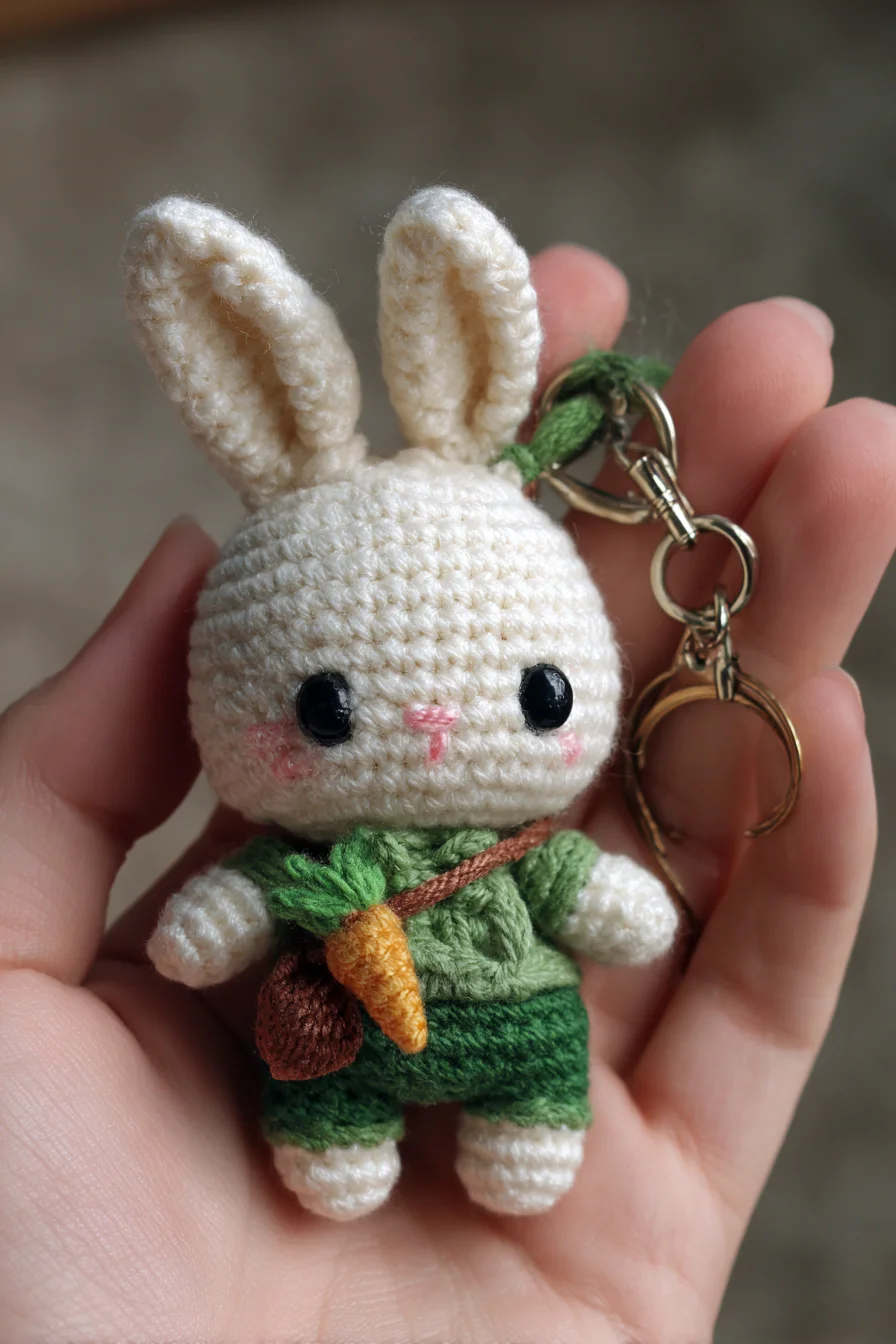 Mini Amigurumi Bunny Keychain Crochet Pattern — Cute Crochet Bunny with Carrot