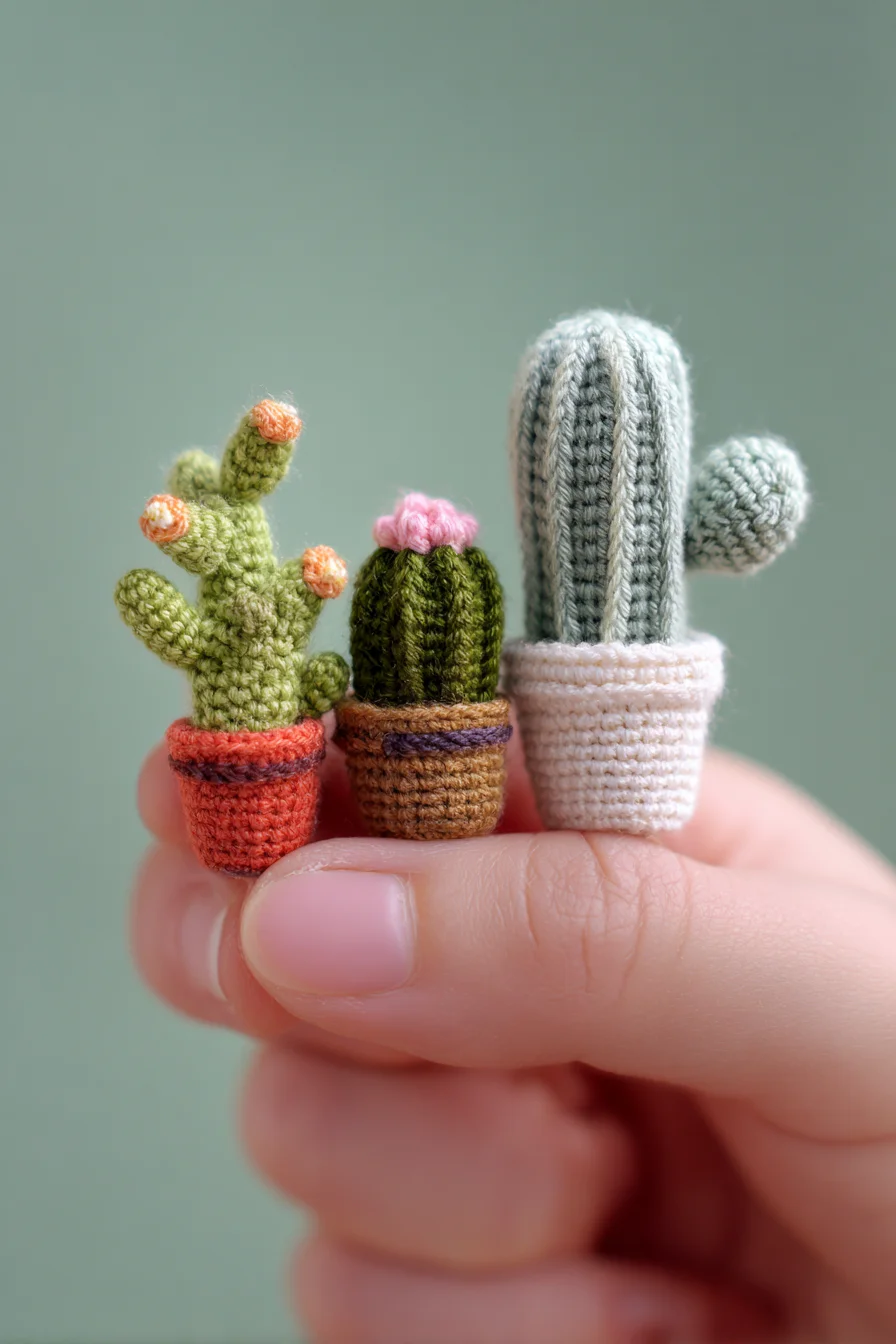 Mini Amigurumi Cactus Trio — Crochet Tiny Succulents Pattern