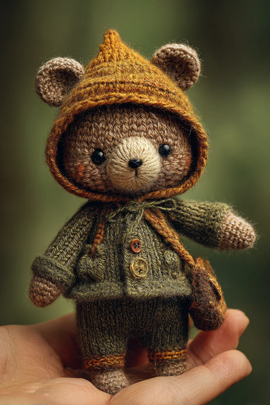 Mini Amigurumi Crochet Bear in Hooded Jacket — Cute Crochet Amigurumi