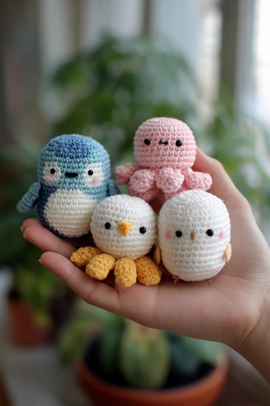 Mini Amigurumi Crochet Set — Tiny Sea Creatures & Birds