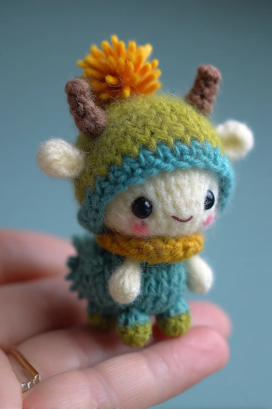 Mini Amigurumi Deer Crochet Pattern — Tiny Toy with Hat & Scarf