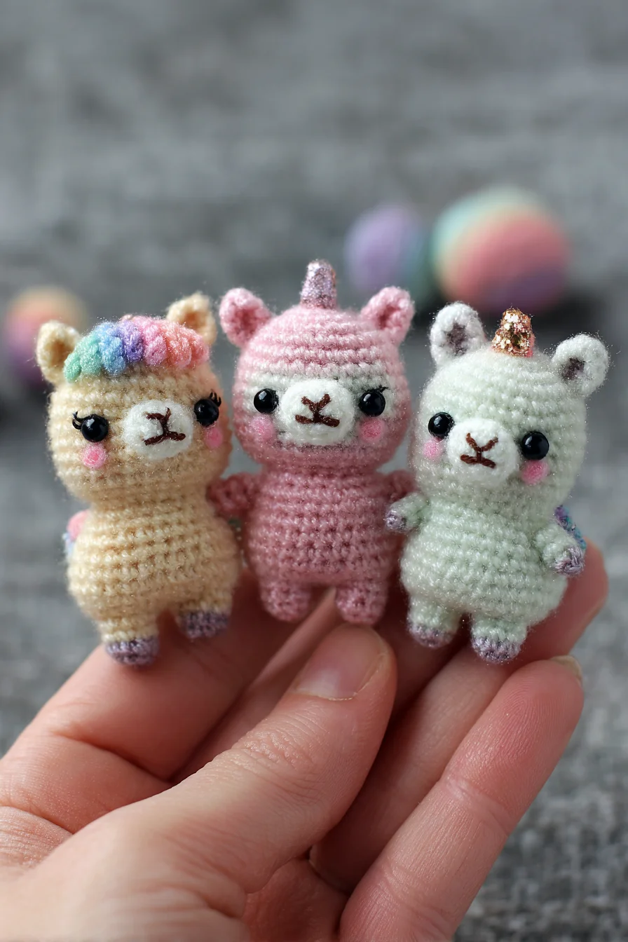 Mini Amigurumi Llama/Unicorn Trio — Crochet Tiny Alpacas Pattern