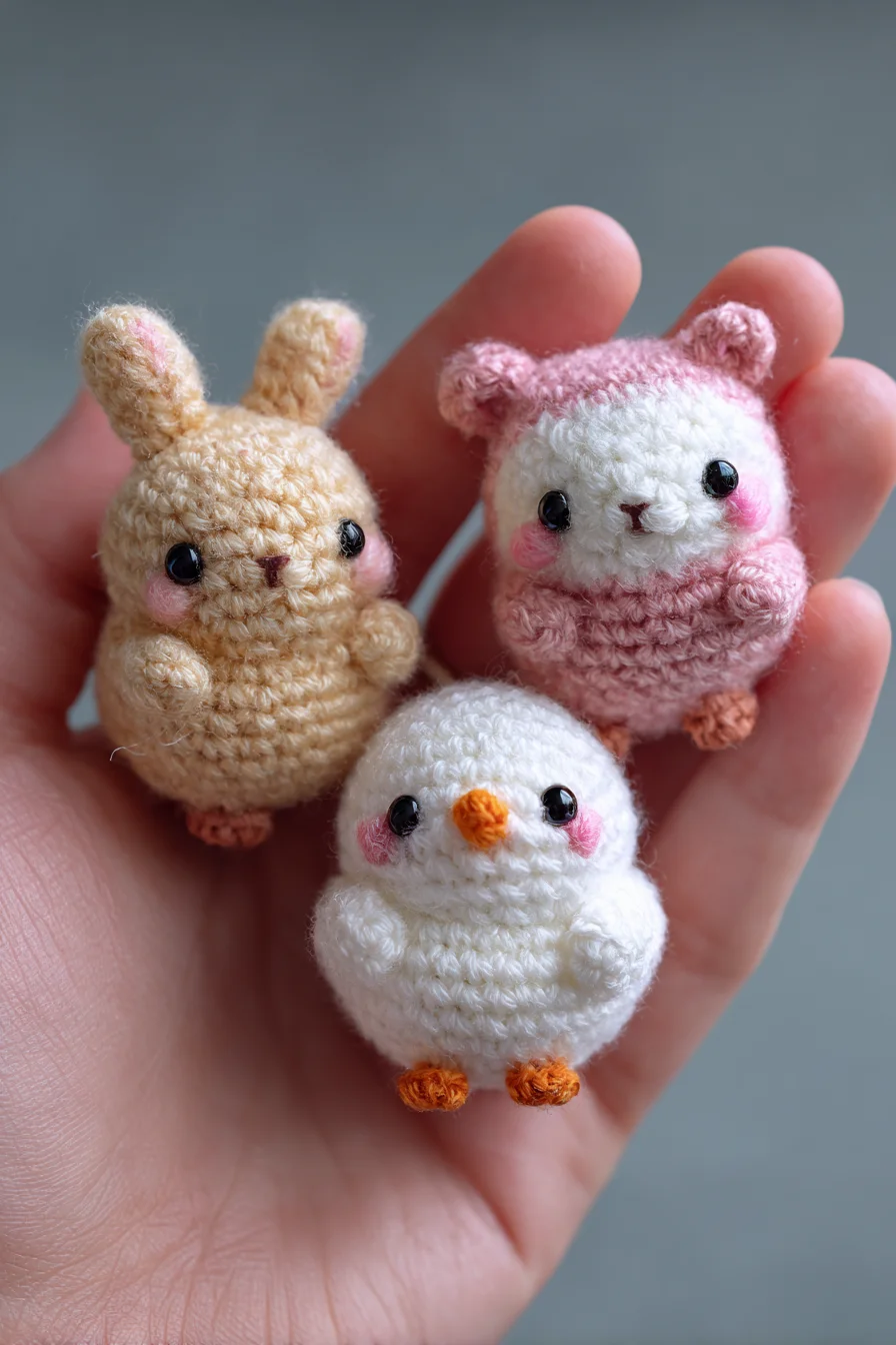 Mini Amigurumi Trio Crochet Pattern — Tiny Bunny, Chick & Bear