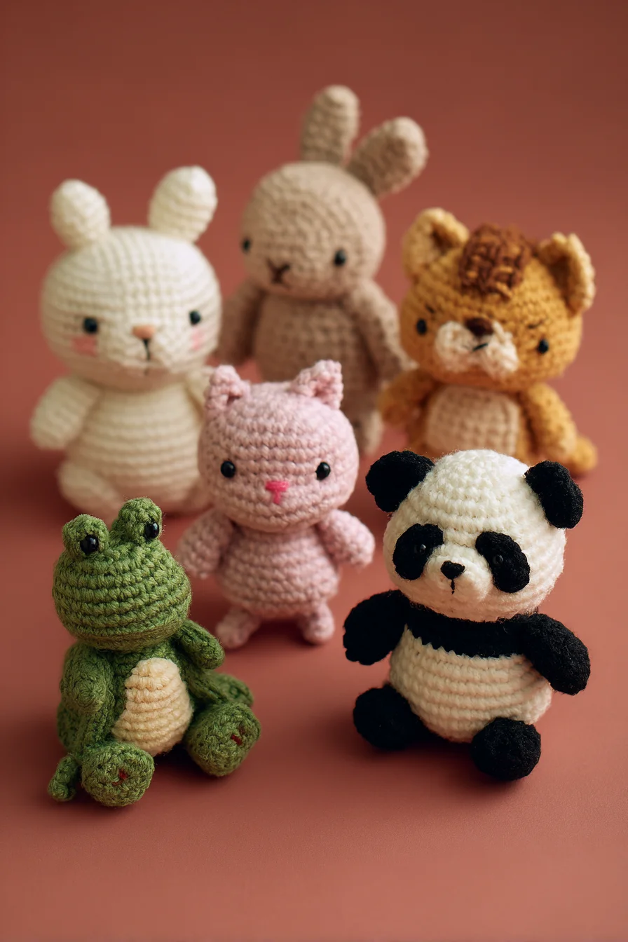 Mini Animal Amigurumi Crochet Patterns — Cute Panda, Frog, Cat & Bunny