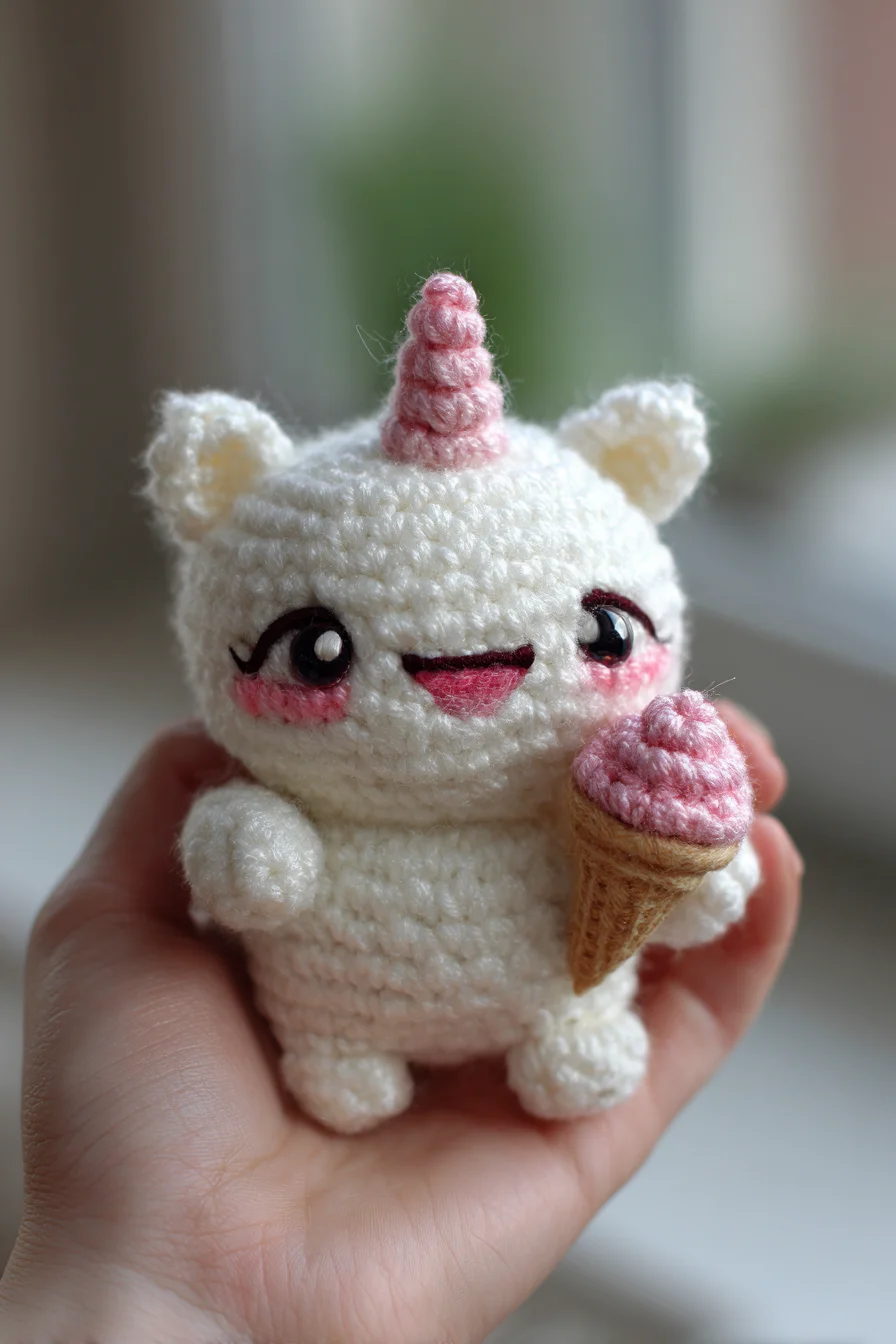 Mini Crochet Amigurumi Unicorn with Ice Cream — Pattern & Tutorial