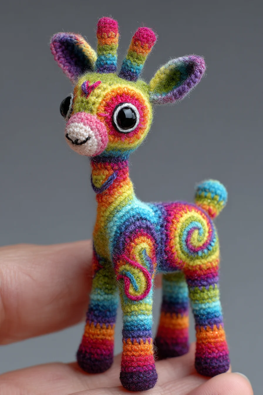 Mini Rainbow Giraffe Amigurumi — Crochet Pattern for Tiny Toy