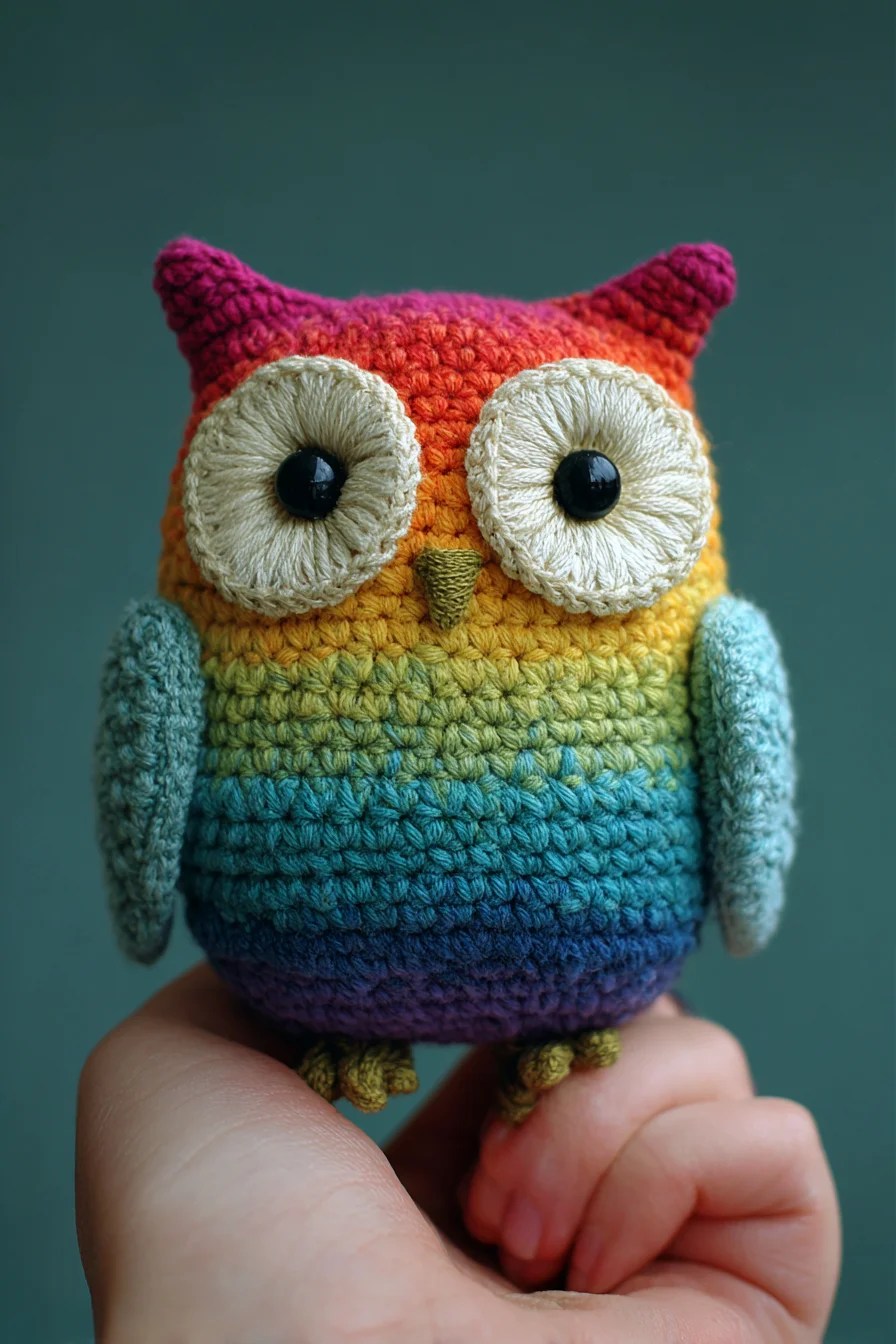 Rainbow Amigurumi Owl Crochet Pattern — Small Plush Owl Toy