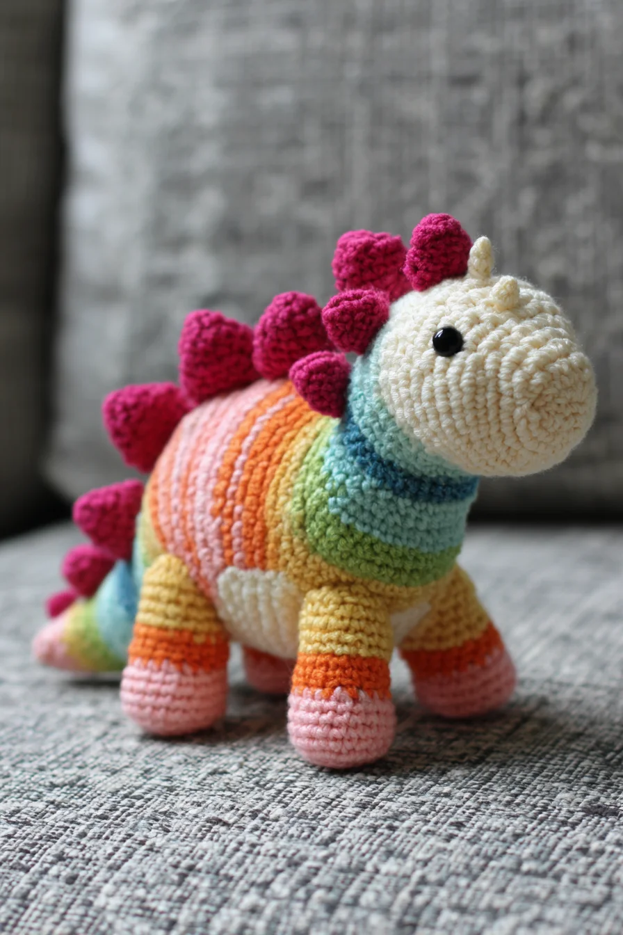 Rainbow Stegosaurus Amigurumi Crochet Pattern — Cute Dino Plush