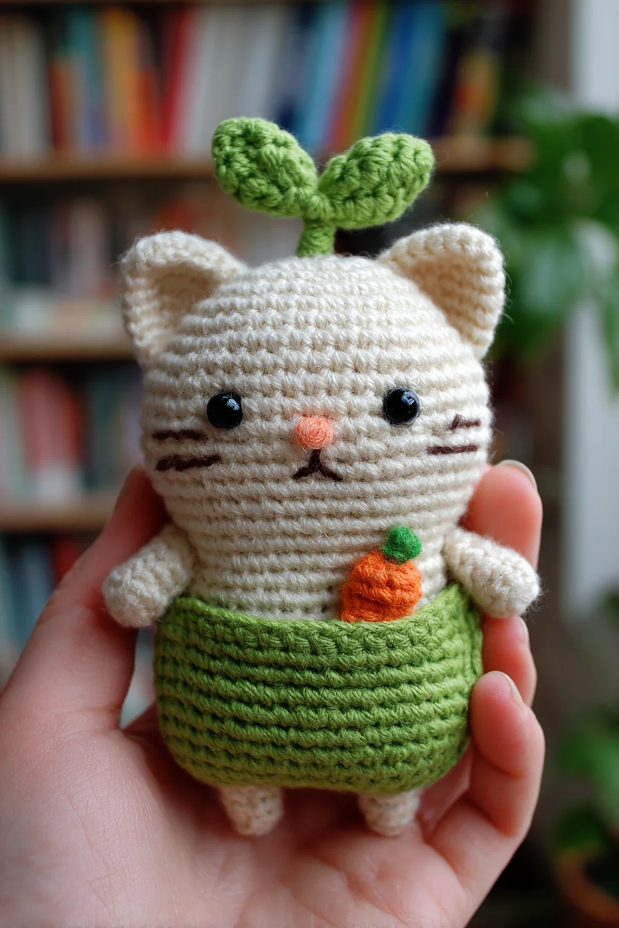 Sprout-Top Cat Amigurumi Crochet Pattern — Cute Plush Toy