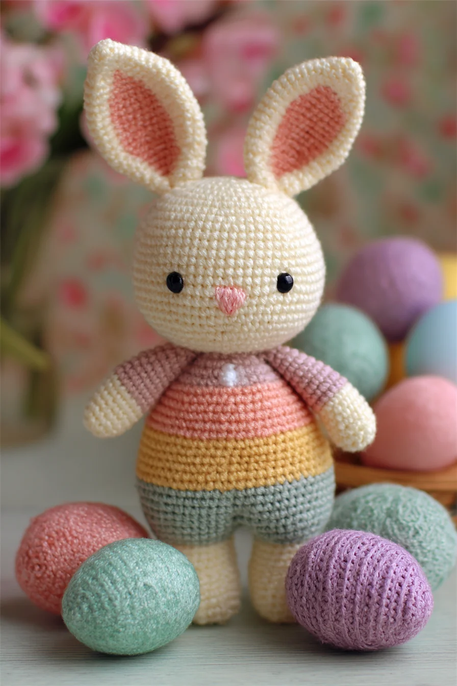 Striped Bunny Amigurumi Crochet Pattern — Cute Easter Plush (DK/Sport Yarn)