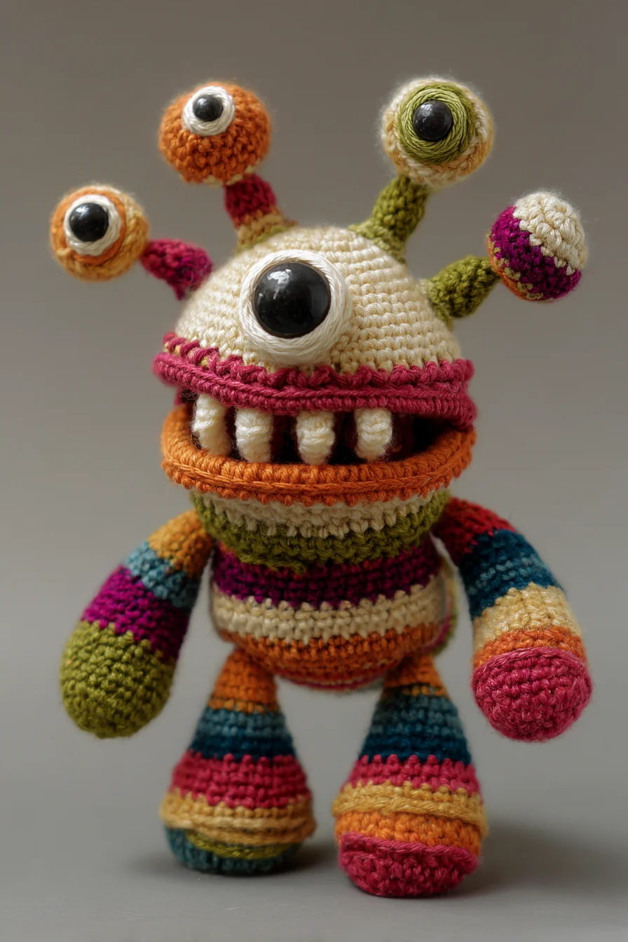 Striped Eye-Stalk Amigurumi Crochet Monster