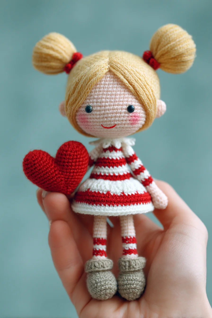 Striped Heart Girl Amigurumi Crochet Doll Pattern