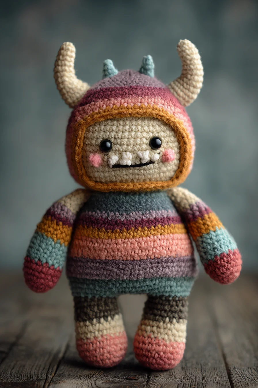 Striped Horned Amigurumi Doll — Crochet Pattern for Cute Monster