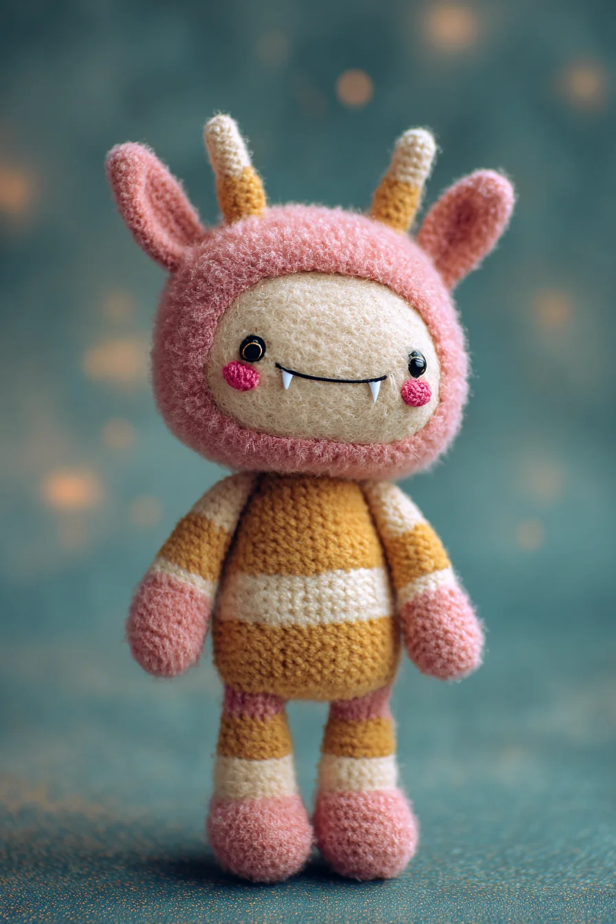 ## Striped Monster Amigurumi Crochet Pattern — Plush Hood & Tiny Horns